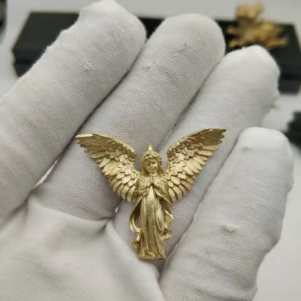 Angel's Wings Pendant Guardian Little Angel Brass Pendant Cupid Metal Ornament - Picture 3 of 27