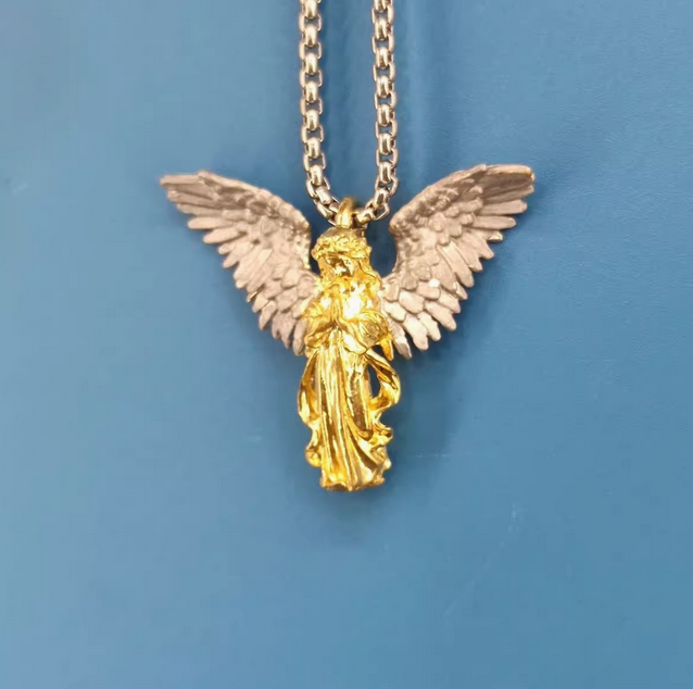 Angel's Wings Pendant Guardian Little Angel Brass Pendant Cupid Metal Ornament - Picture 4 of 27