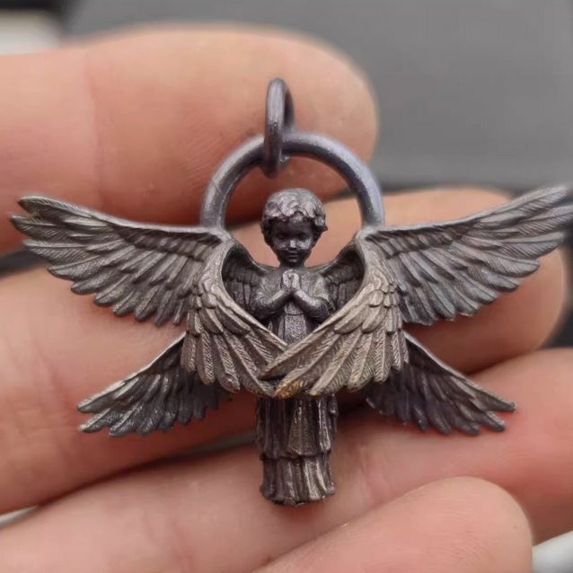 Angel's Wings Pendant Guardian Little Angel Brass Pendant Cupid Metal Ornament - Picture 8 of 27