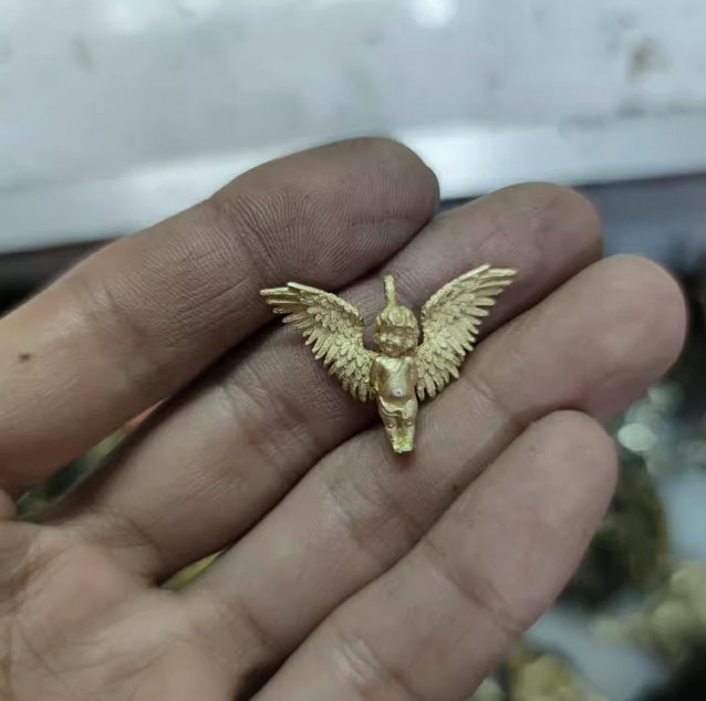 Angel's Wings Pendant Guardian Little Angel Brass Pendant Cupid Metal Ornament - Picture 9 of 27