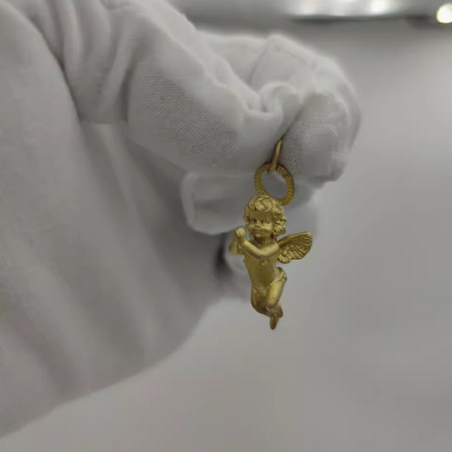 Angel's Wings Pendant Guardian Little Angel Brass Pendant Cupid Metal Ornament - Picture 10 of 27