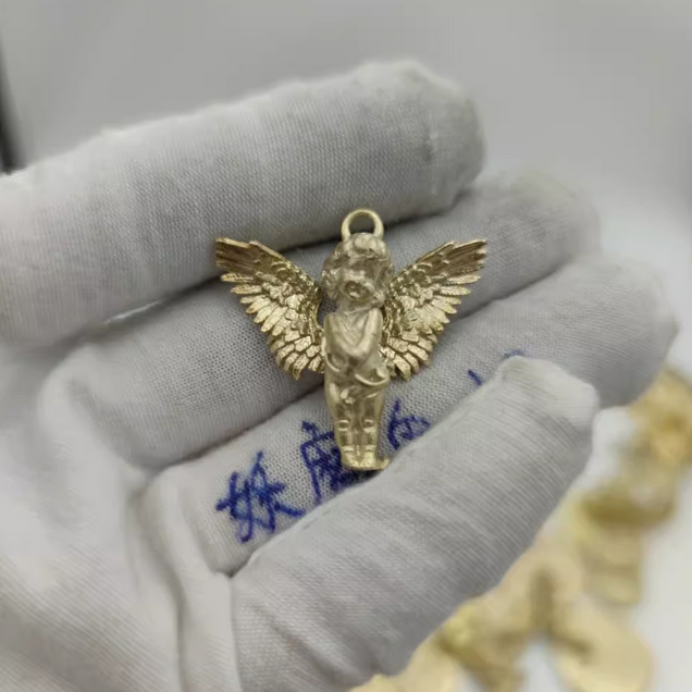 Angel's Wings Pendant Guardian Little Angel Brass Pendant Cupid Metal Ornament - Picture 12 of 27