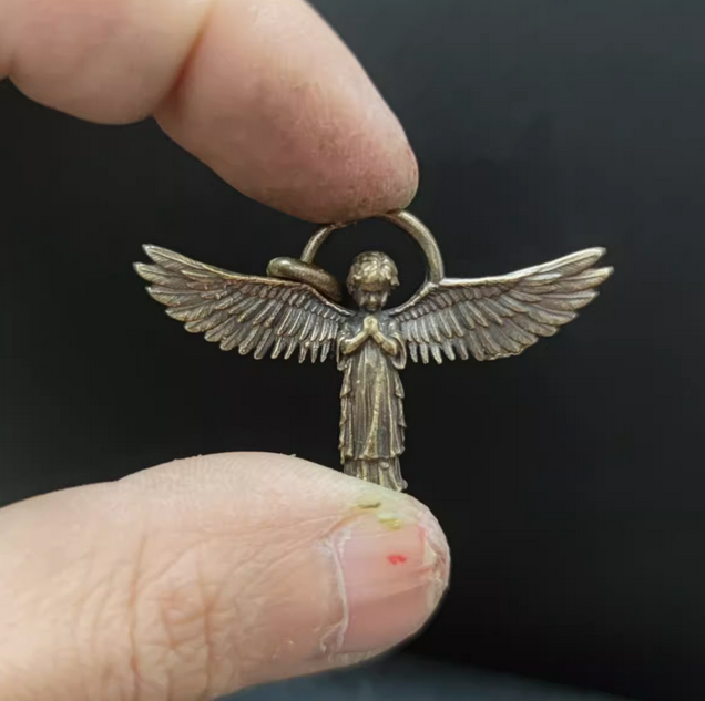 Angel's Wings Pendant Guardian Little Angel Brass Pendant Cupid Metal Ornament - Picture 17 of 27