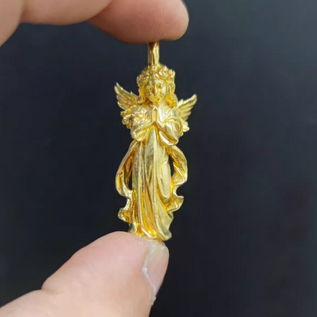 Angel's Wings Pendant Guardian Little Angel Brass Pendant Cupid Metal Ornament - Picture 18 of 27