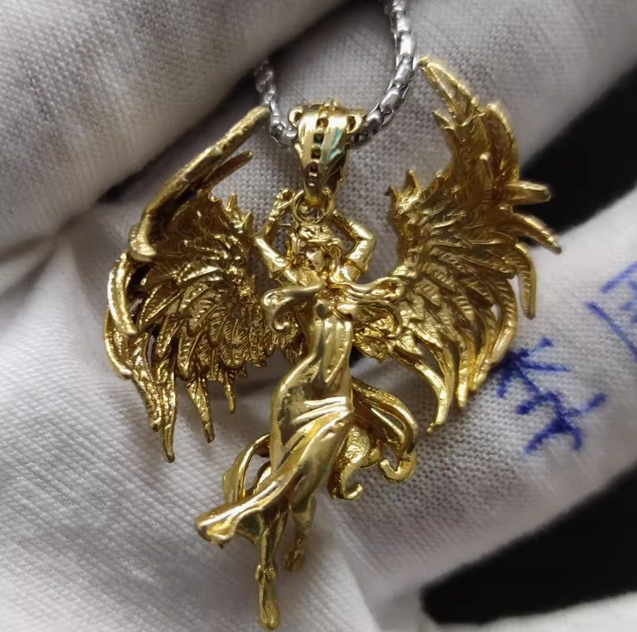 Angel's Wings Pendant Guardian Little Angel Brass Pendant Cupid Metal Ornament - Picture 20 of 27