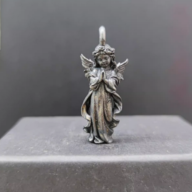 Angel's Wings Pendant Guardian Little Angel Brass Pendant Cupid Metal Ornament - Picture 23 of 27
