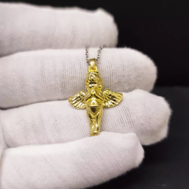 Angel's Wings Pendant Guardian Little Angel Brass Pendant Cupid Metal Ornament - Picture 26 of 27