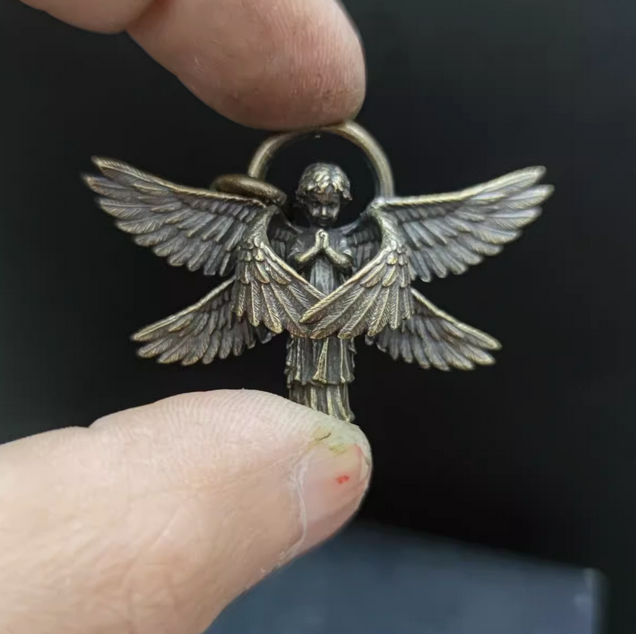 Angel's Wings Pendant Guardian Little Angel Brass Pendant Cupid Metal Ornament - Picture 27 of 27