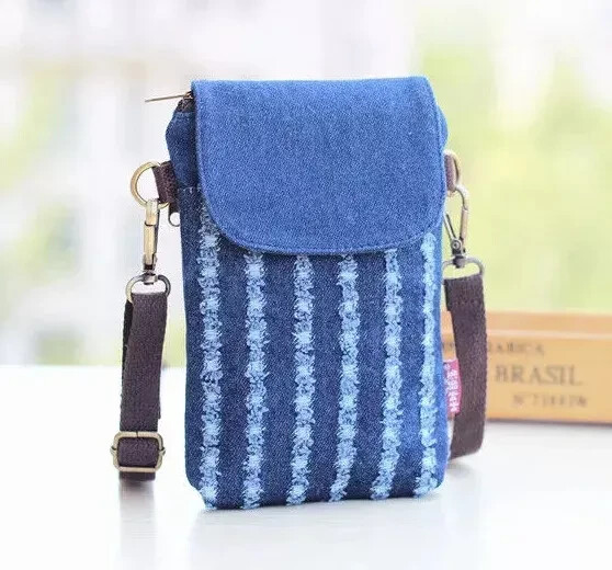 Lightweight Nylon Travel Three Sectioned Patterned Crossbody Phone Bag G148 - Picture 16 of 19