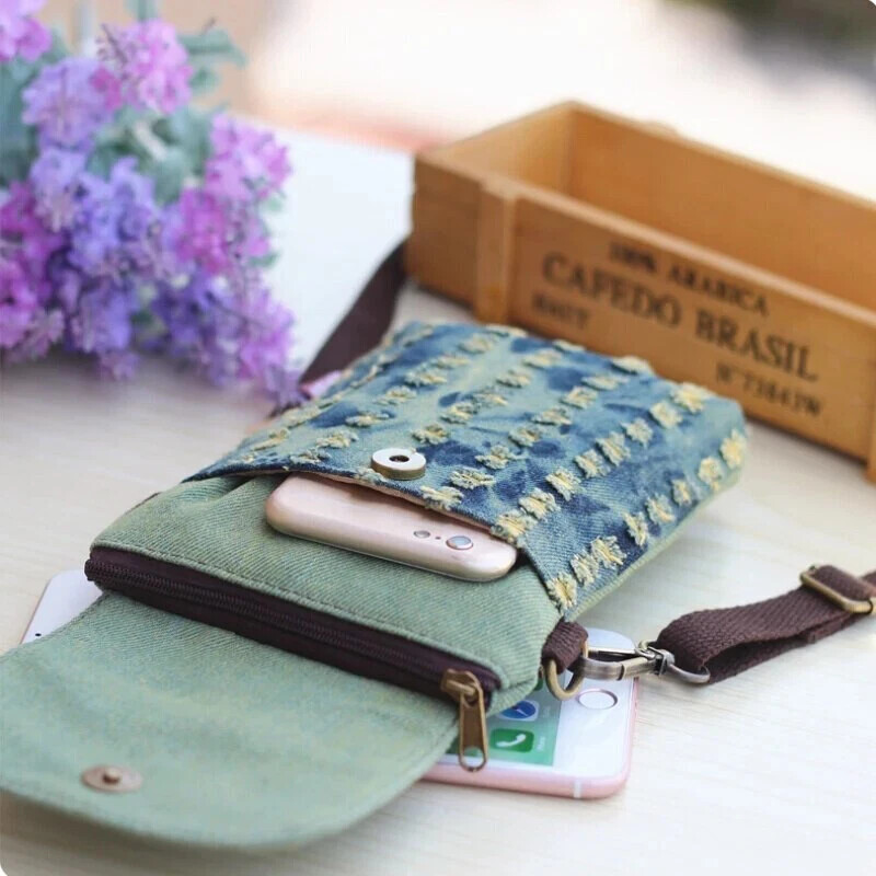 Lightweight Nylon Travel Three Sectioned Patterned Crossbody Phone Bag G148 - Picture 18 of 19
