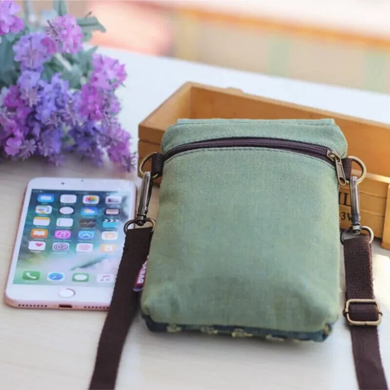 Lightweight Nylon Travel Three Sectioned Patterned Crossbody Phone Bag G148 - Picture 19 of 19