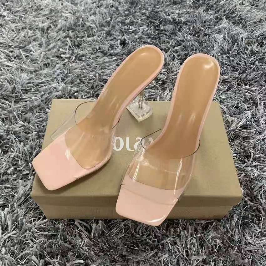 Women Pumps Sandals Open Toe High Heels Slippers Shoes Pvc Clear Sandals Slip On - Picture 12 of 13