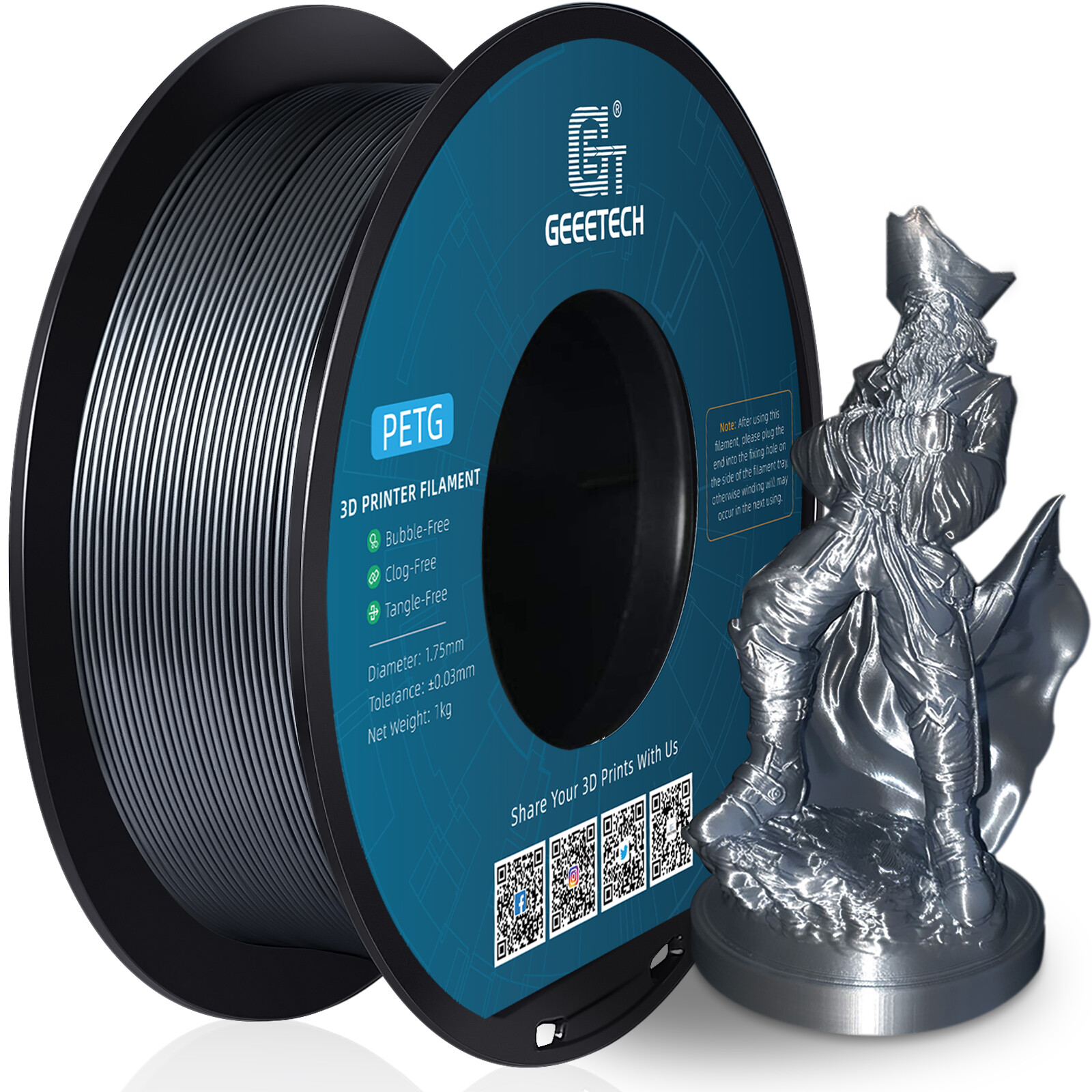 New Geeetech Filament PLA/PETG/ABS+/TPU/HS-PLA 1,75mm 1KG/rolle For 3D Drucker - Bild 159 von 193