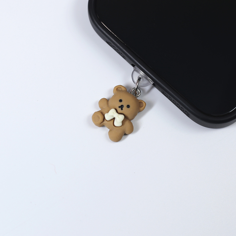 Breloque prise poussière téléphone ours mignon - accessoire résine plastique pour téléphones portables - Photo 18 sur 20