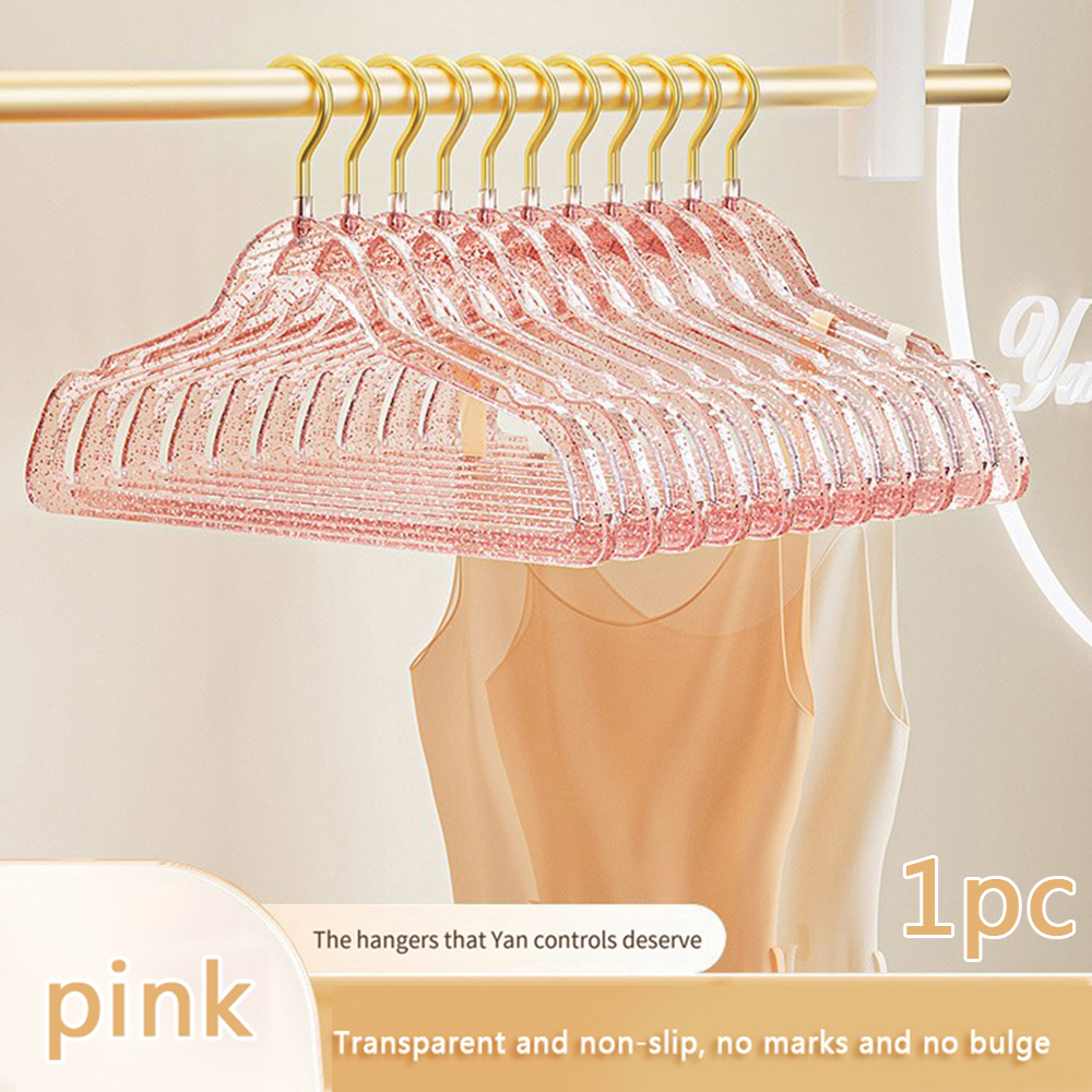 Acrylic Crystal Coat Hanger Golden Cute Plastic Home Hangers for Wardrobe - Picture 21 of 24