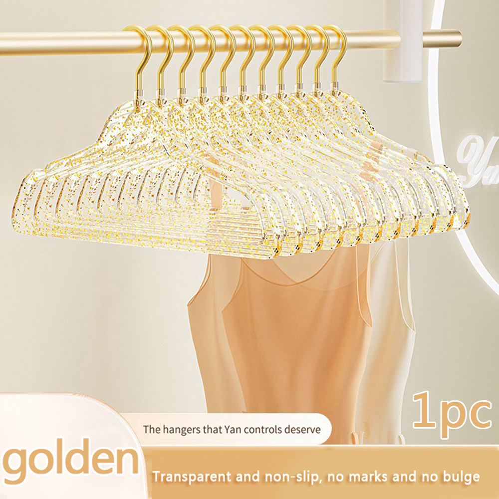 Acrylic Crystal Coat Hanger Golden Cute Plastic Home Hangers for Wardrobe - Picture 22 of 24