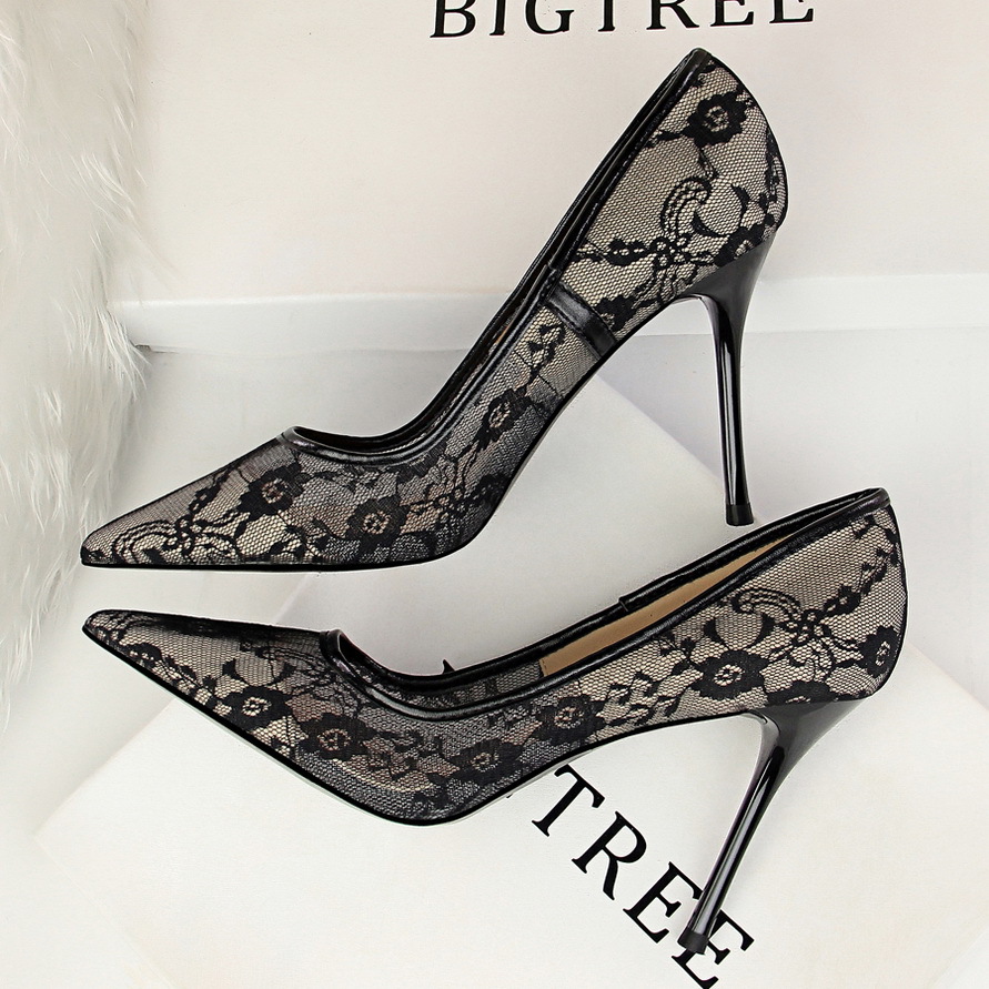 Tacones altos ajustados y puntiagudos sexys europeos y americanos - Imagen 14 de 17