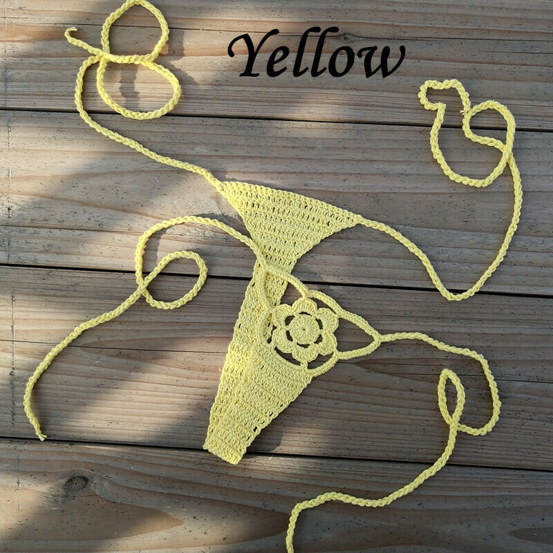 Mano Crochet Sexy Bikini Parte Inferior Tanga Boho Mujeres Mini Bikini Sexy Tanga - Imagen 15 de 21