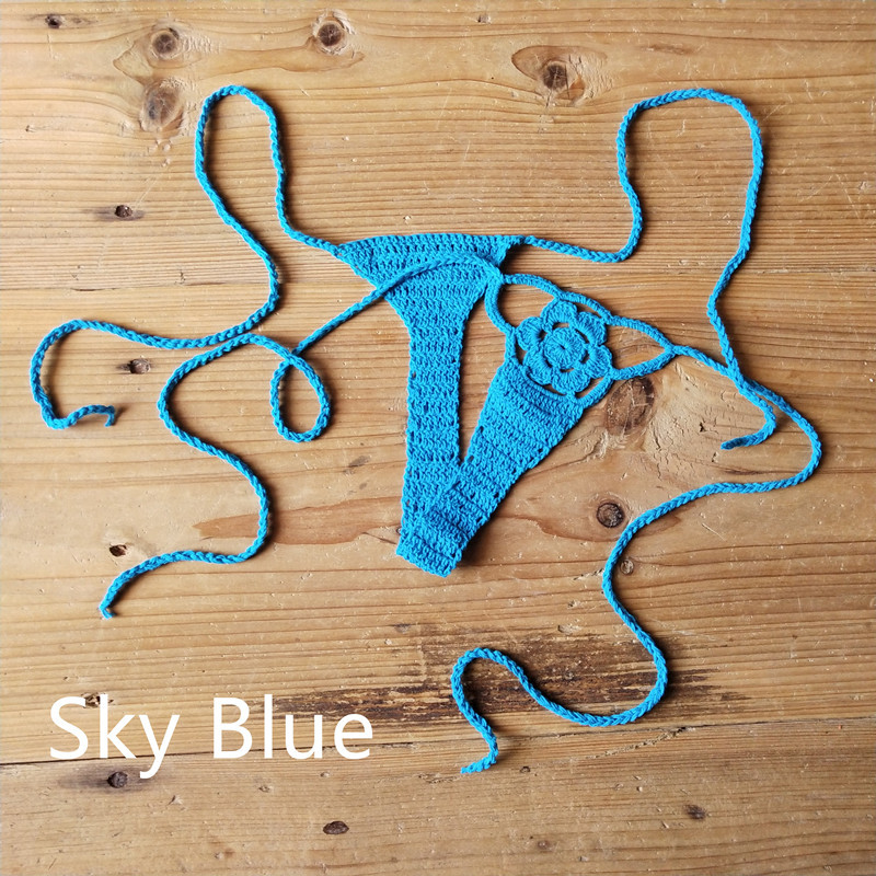 Mano Crochet Sexy Bikini Parte Inferior Tanga Boho Mujeres Mini Bikini Sexy Tanga - Imagen 18 de 21