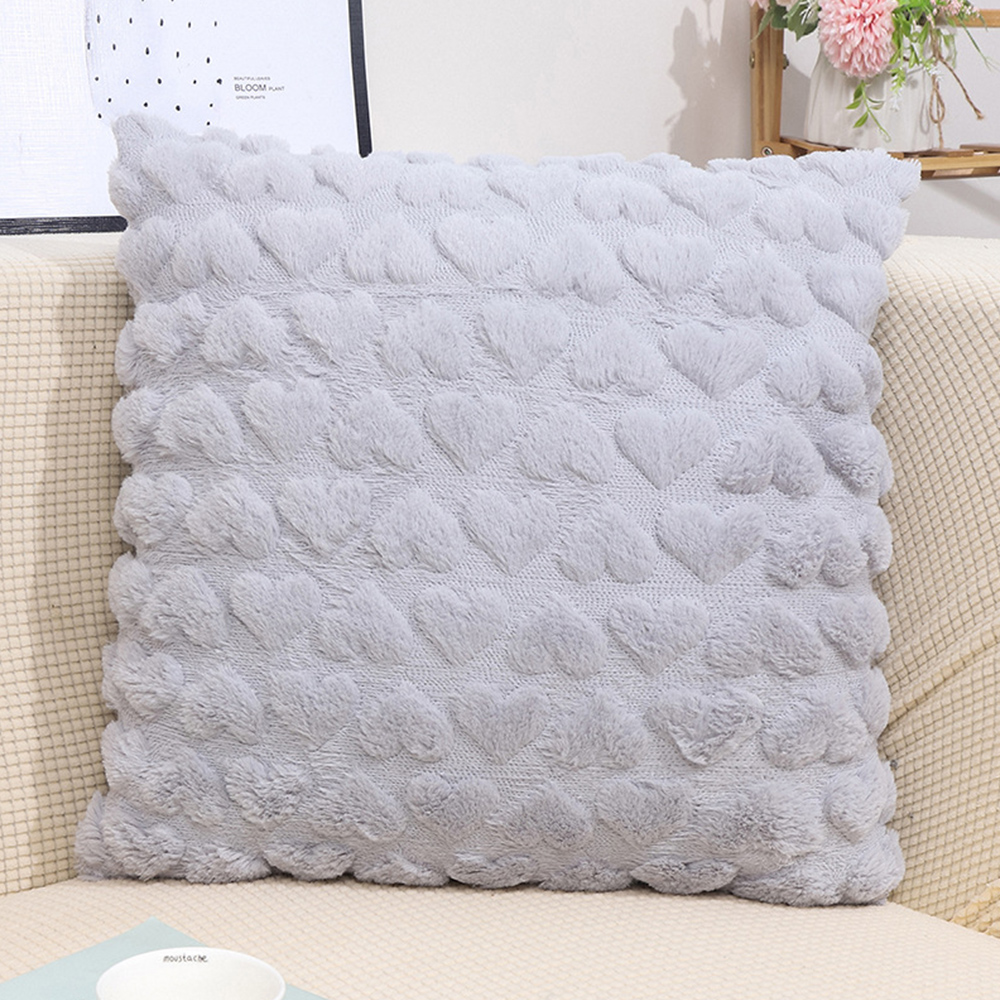 Luxury Plush Heart Pillow Case for Sofa Bed Home Decor Printed Design