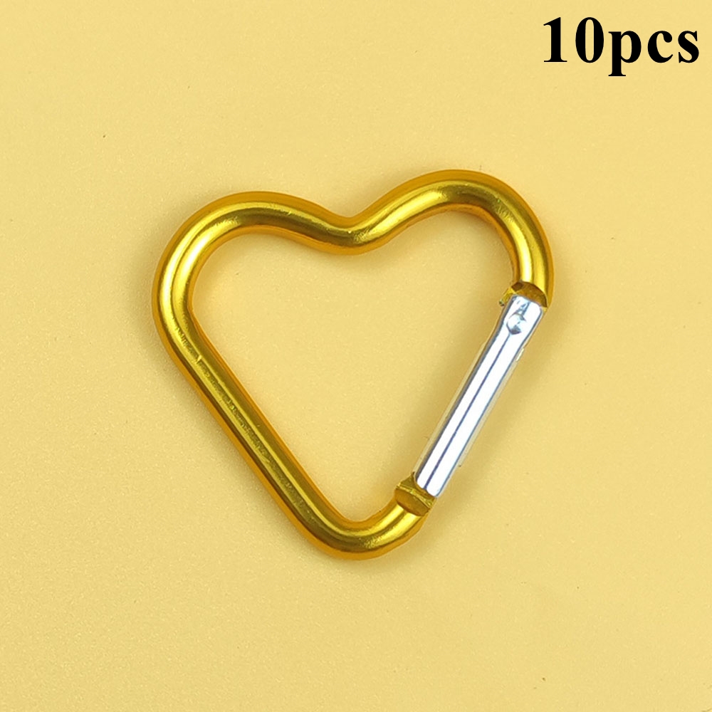 10PCS Heart Shape Aluminium Alloy Keychain Carabiner Multicoloured Keyring Set - Picture 26 of 33