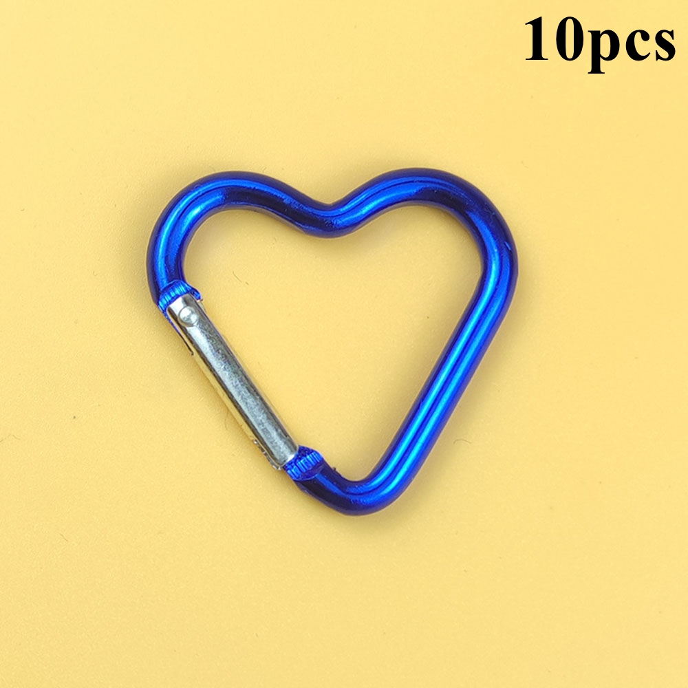 10PCS Heart Shape Aluminium Alloy Keychain Carabiner Multicoloured Keyring Set - Picture 28 of 33
