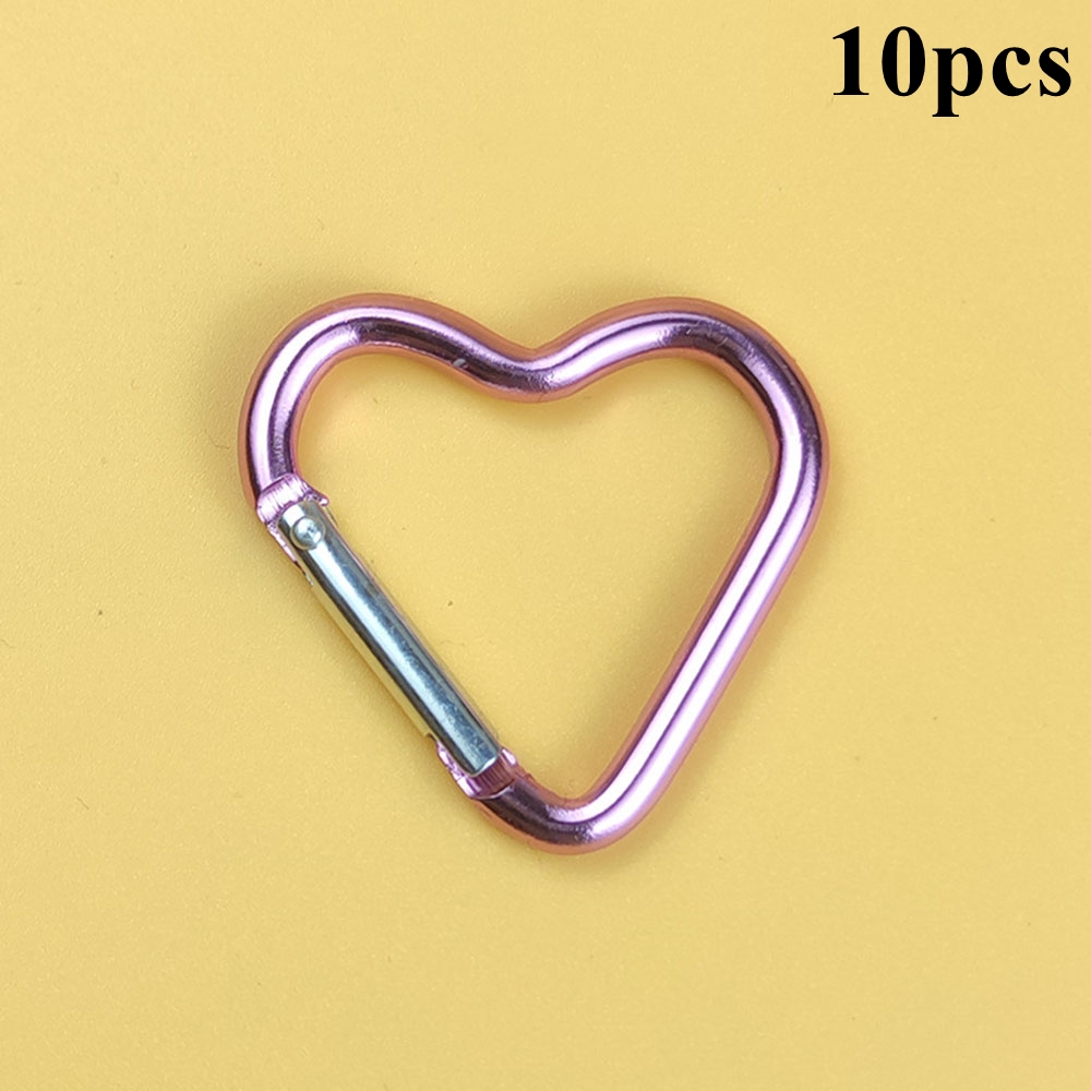 10PCS Heart Shape Aluminium Alloy Keychain Carabiner Multicoloured Keyring Set - Picture 29 of 33