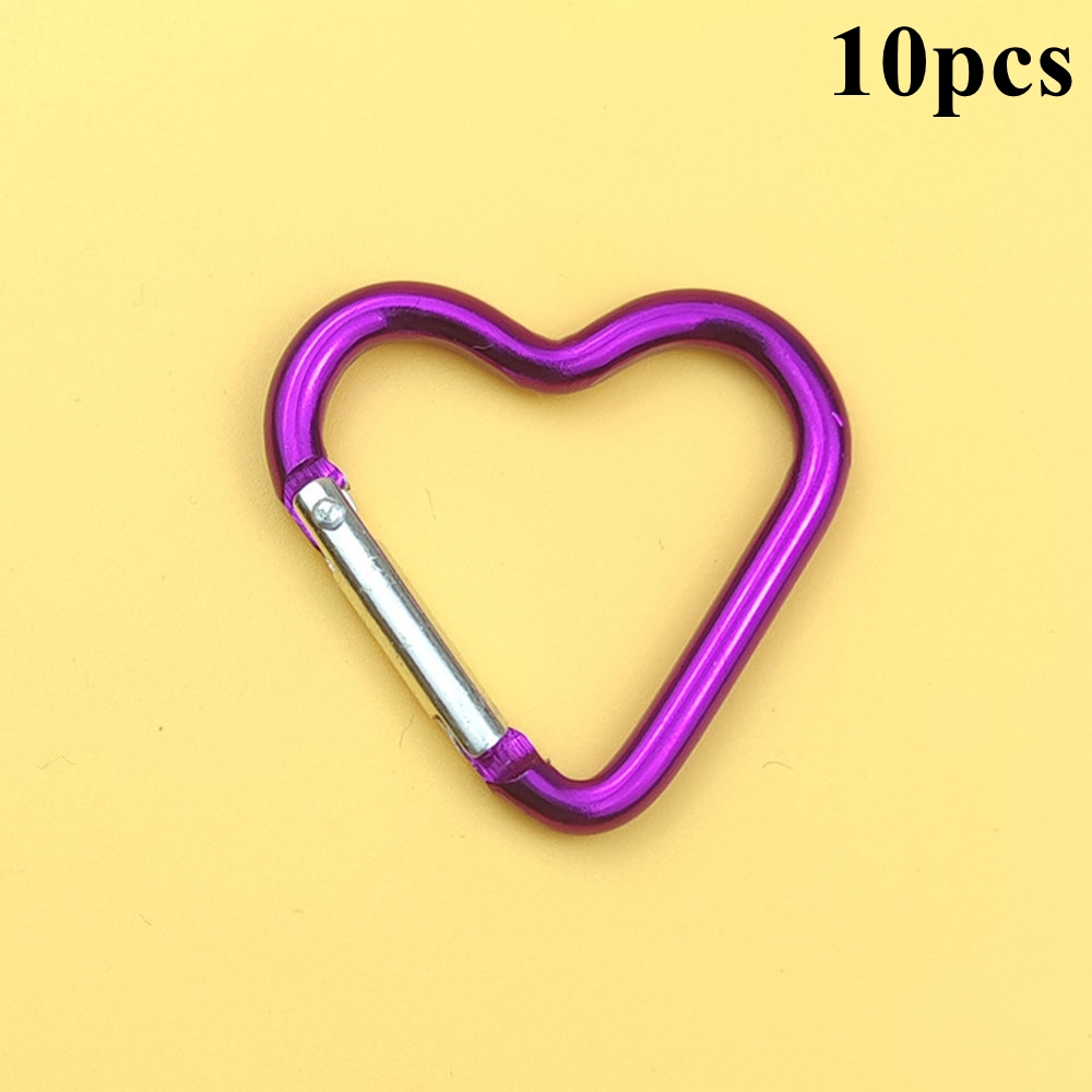 10PCS Heart Shape Aluminium Alloy Keychain Carabiner Multicoloured Keyring Set - Picture 30 of 33