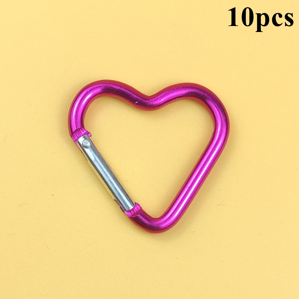 10PCS Heart Shape Aluminium Alloy Keychain Carabiner Multicoloured Keyring Set - Picture 31 of 33