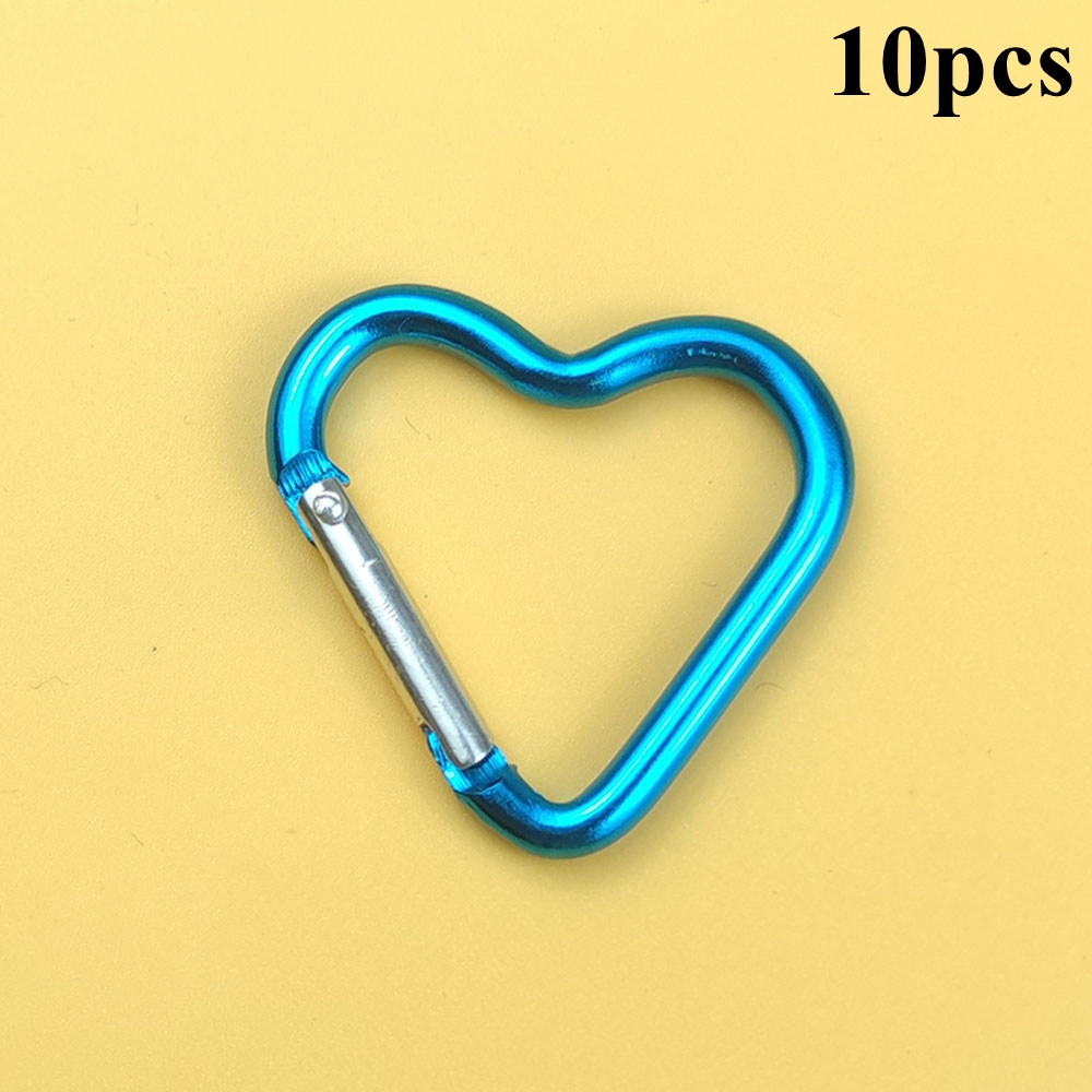 10PCS Heart Shape Aluminium Alloy Keychain Carabiner Multicoloured Keyring Set - Picture 32 of 33