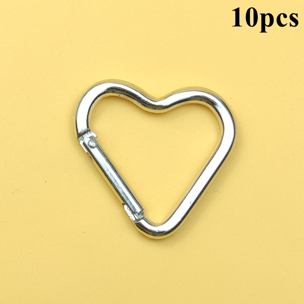 10PCS Heart Shape Aluminium Alloy Keychain Carabiner Multicoloured Keyring Set - Picture 33 of 33