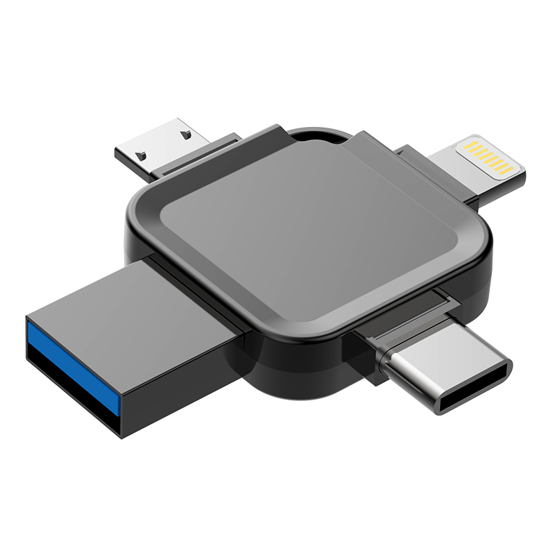 2TB 1TB Mini USB 3.0 Flash Drive 4 IN1 Memory Stick for iPhone Android Type C PC - Afbeelding 12 van 13