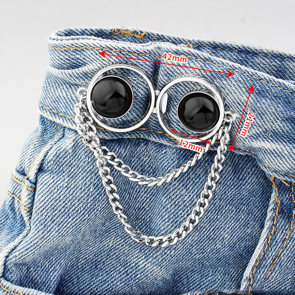 Alloy Waistband Button Adjustable Decorative Buckle for Trousers Silver - Picture 28 of 36