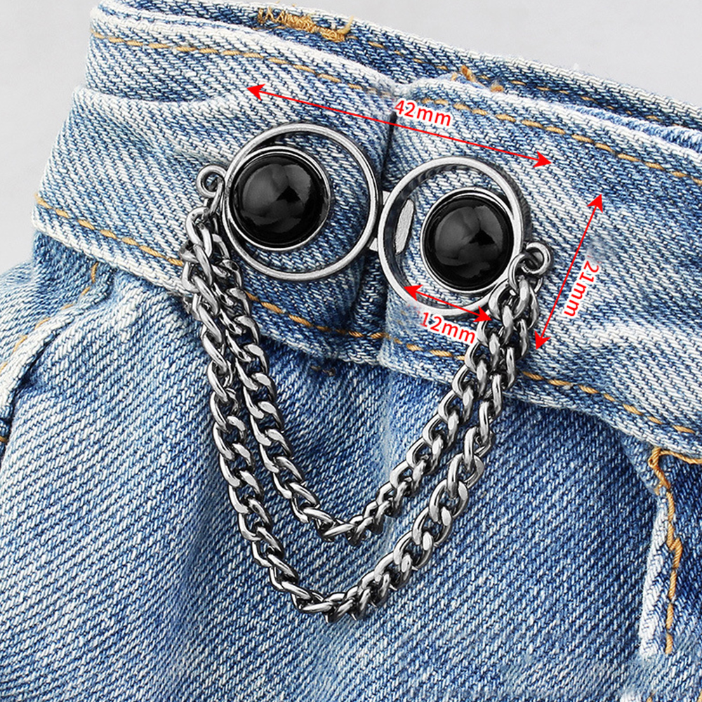 Alloy Waistband Button Adjustable Decorative Buckle for Trousers Silver - Picture 29 of 36