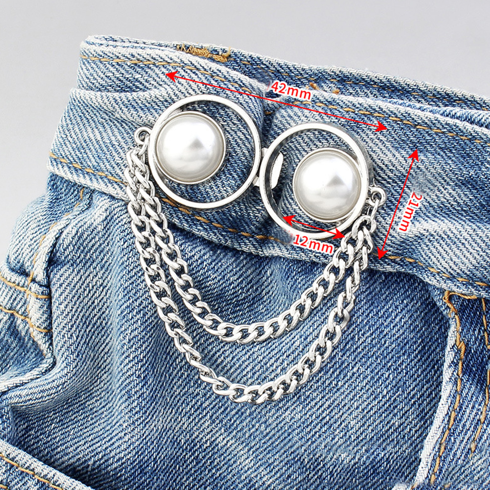 Alloy Waistband Button Adjustable Decorative Buckle for Trousers Silver - Picture 32 of 36