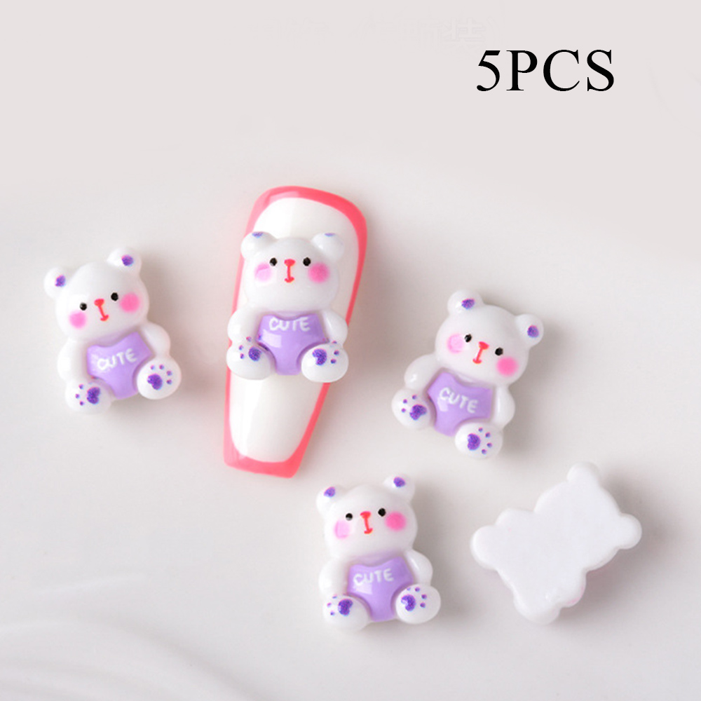 5PCS Cute Resin Bear Nail Drills for Nail Art Decoration Cartoon Style - Picture 17 of 21