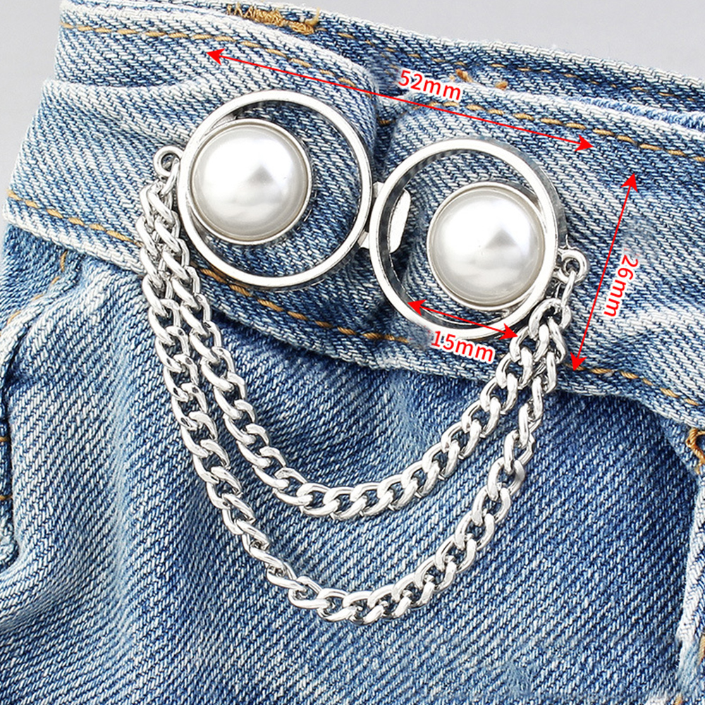 Alloy Waistband Button Adjustable Decorative Buckle for Trousers Silver - Picture 33 of 36