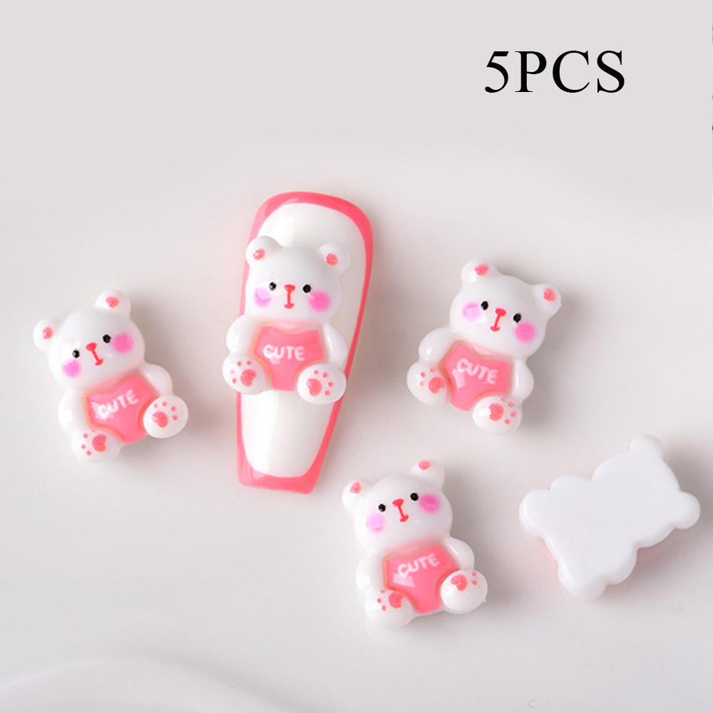 5PCS Cute Resin Bear Nail Drills for Nail Art Decoration Cartoon Style - Picture 18 of 21