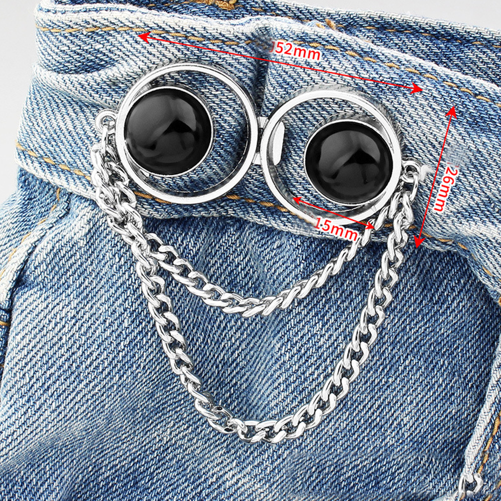 Alloy Waistband Button Adjustable Decorative Buckle for Trousers Silver - Picture 34 of 36
