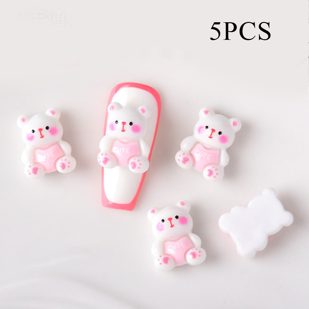 5PCS Cute Resin Bear Nail Drills for Nail Art Decoration Cartoon Style - Picture 19 of 21