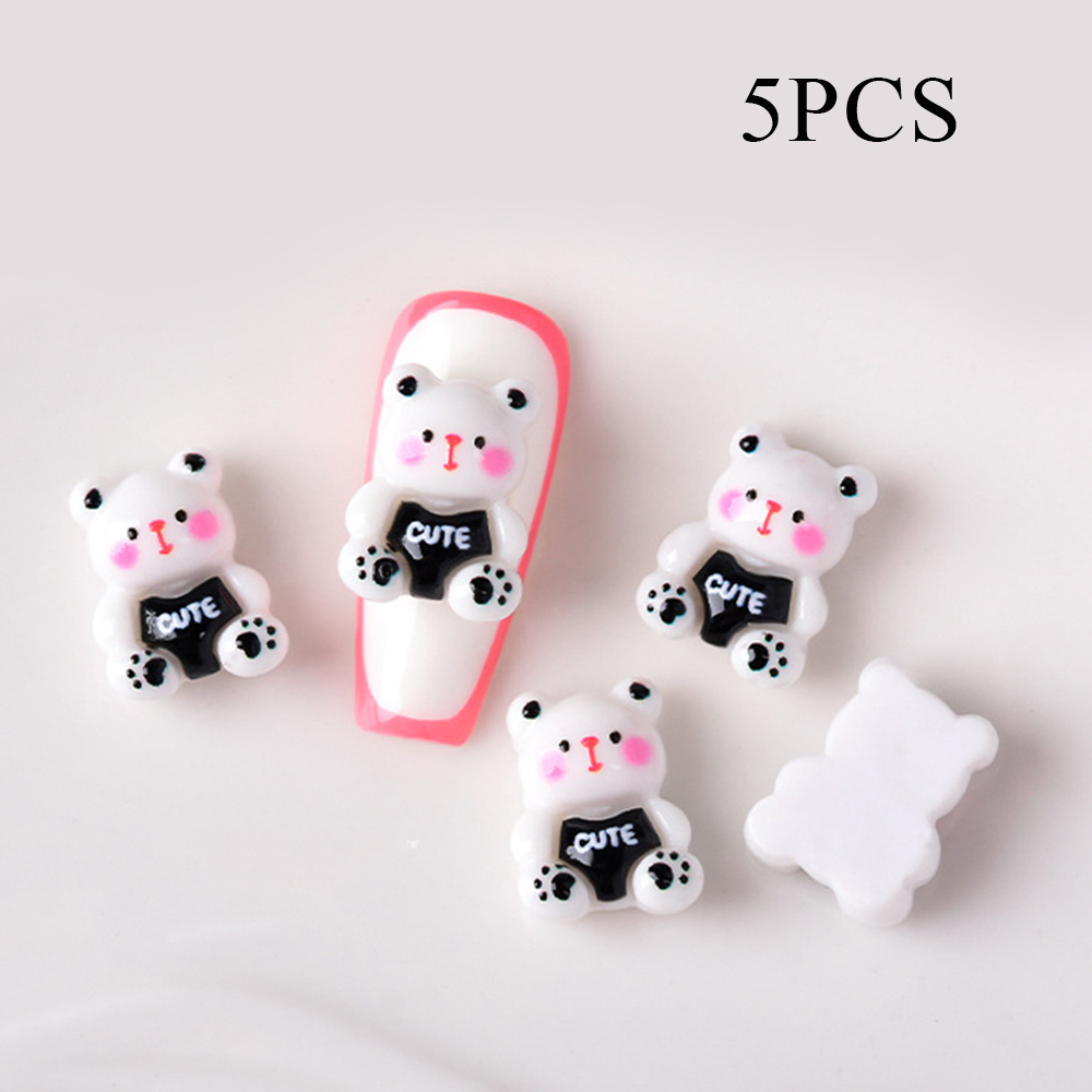5PCS Cute Resin Bear Nail Drills for Nail Art Decoration Cartoon Style - Picture 20 of 21