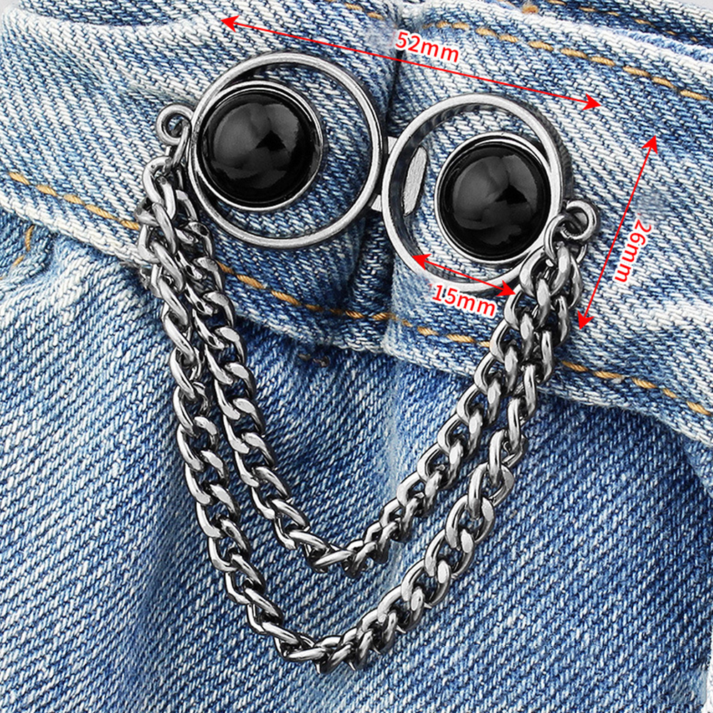 Alloy Waistband Button Adjustable Decorative Buckle for Trousers Silver - Picture 35 of 36