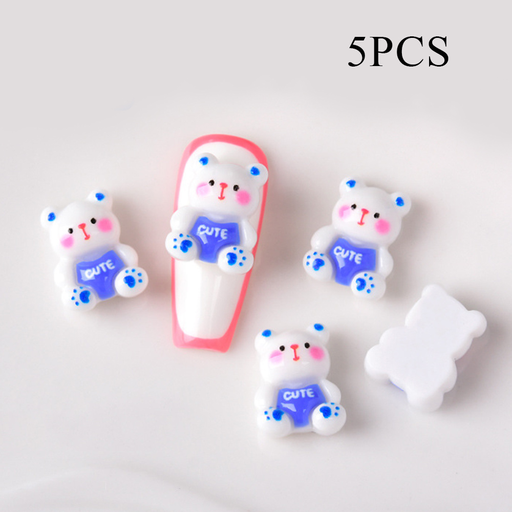 5PCS Cute Resin Bear Nail Drills for Nail Art Decoration Cartoon Style - Picture 21 of 21