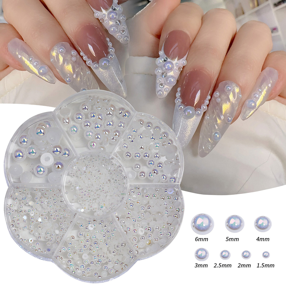 Half Round AB Pearl Nail Art Decorations for Professional and Personal DIY Use - Picture 17 of 22