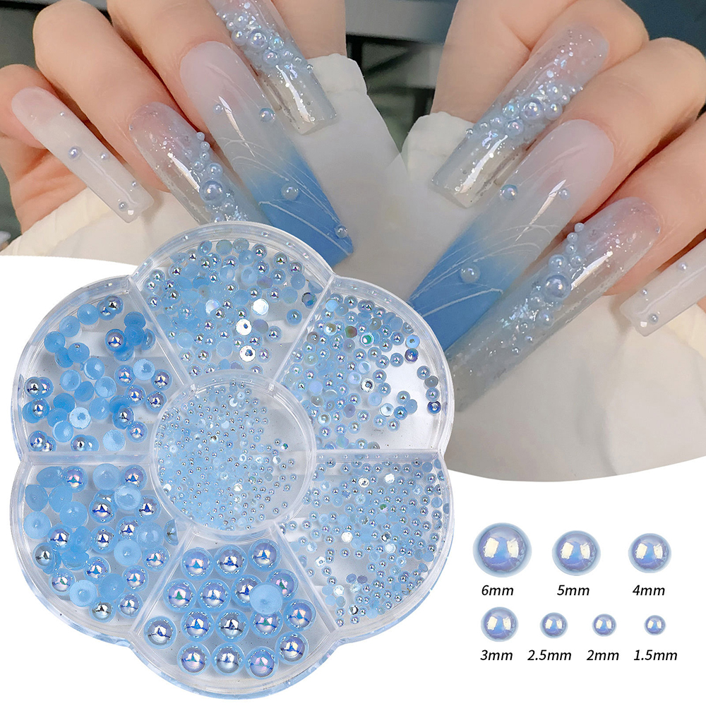 Half Round AB Pearl Nail Art Decorations for Professional and Personal DIY Use - Picture 18 of 22