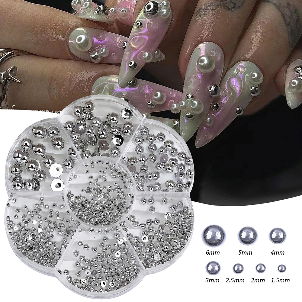Half Round AB Pearl Nail Art Decorations for Professional and Personal DIY Use - Picture 19 of 22