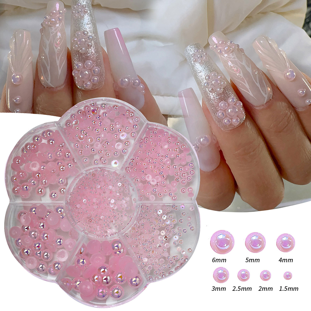 Half Round AB Pearl Nail Art Decorations for Professional and Personal DIY Use - Picture 21 of 22