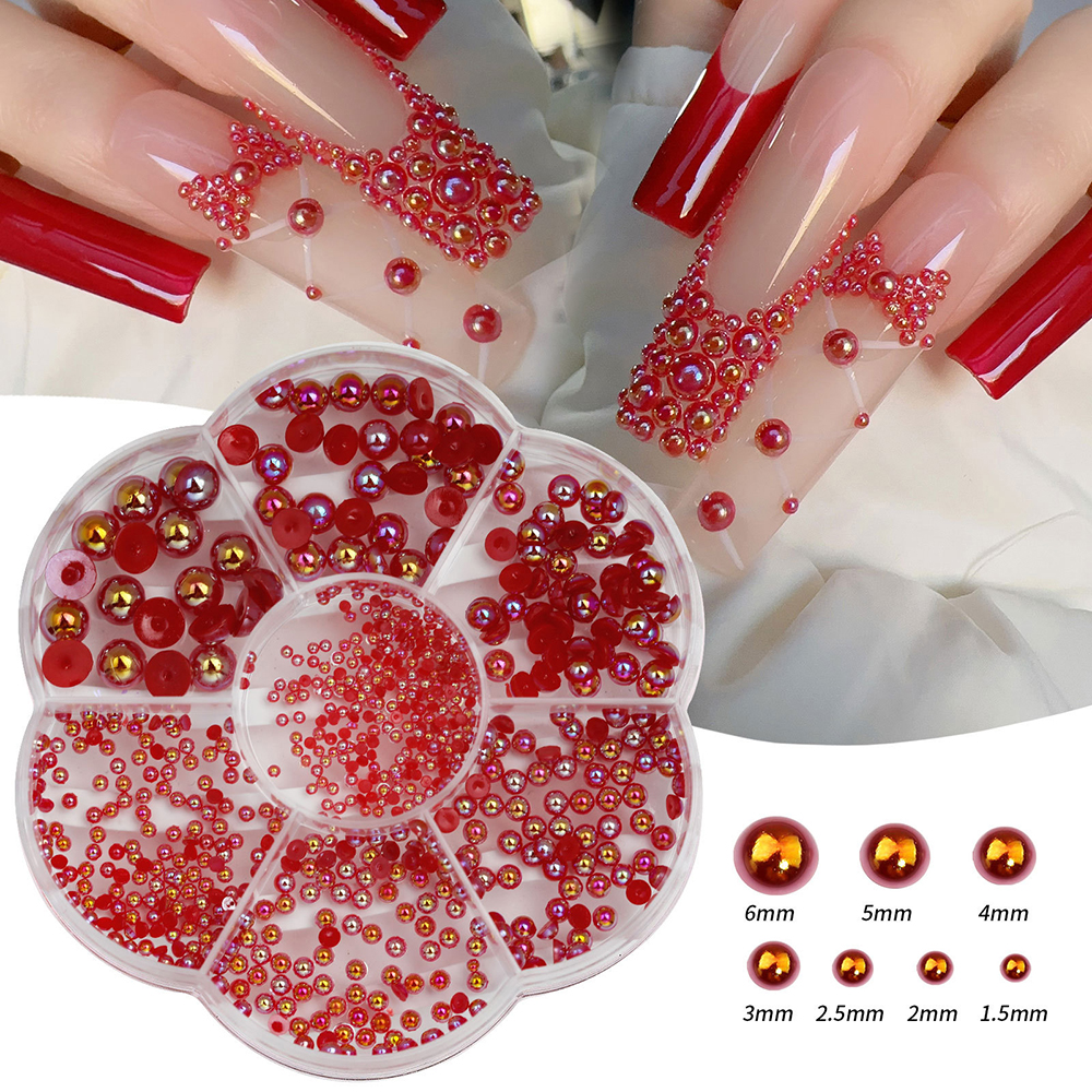 Half Round AB Pearl Nail Art Decorations for Professional and Personal DIY Use - Picture 22 of 22