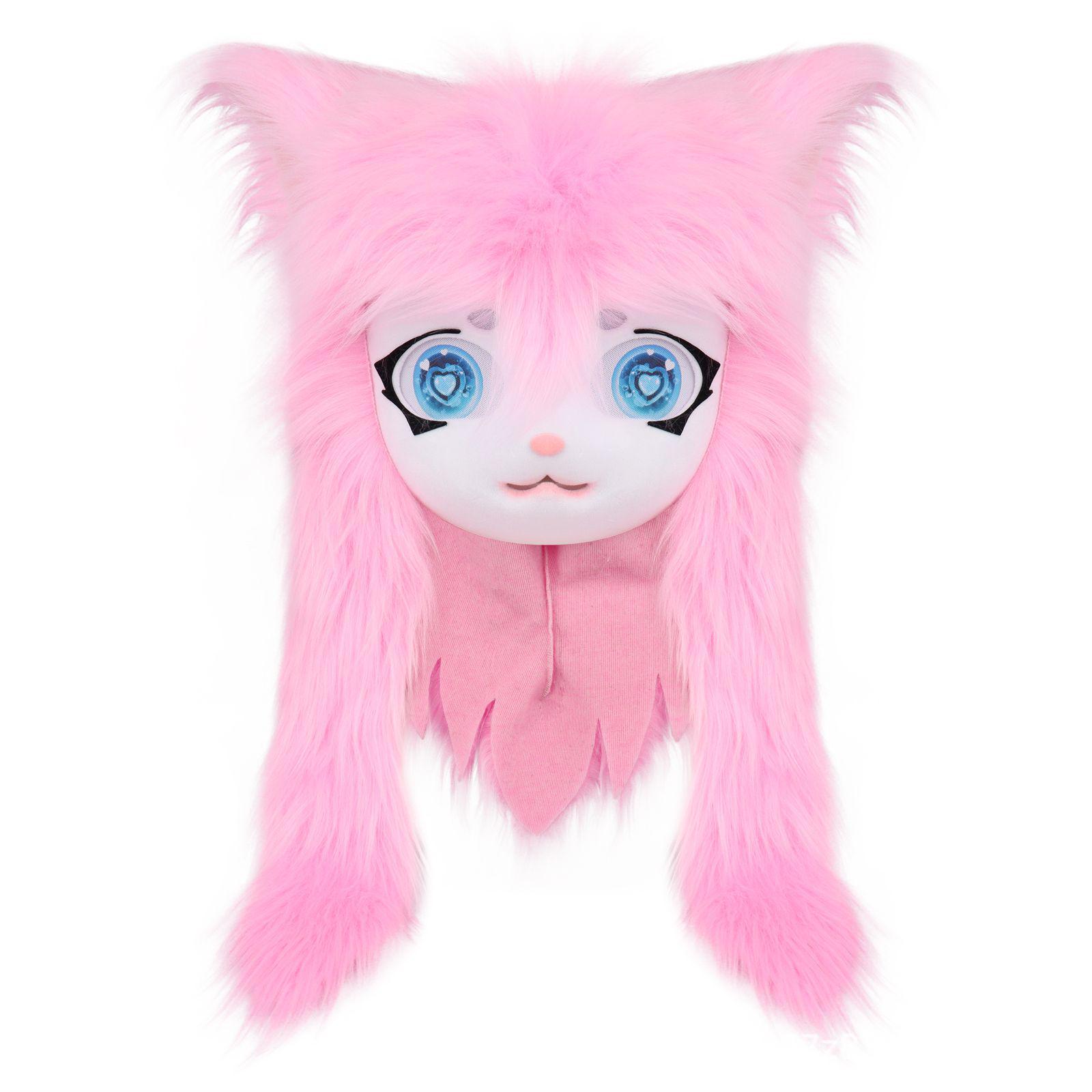 Copricapo indossabile Carino Fursuit Kig Series Lolita orecchie di gatto cos peluche testa di animale - Foto 30 di 35
