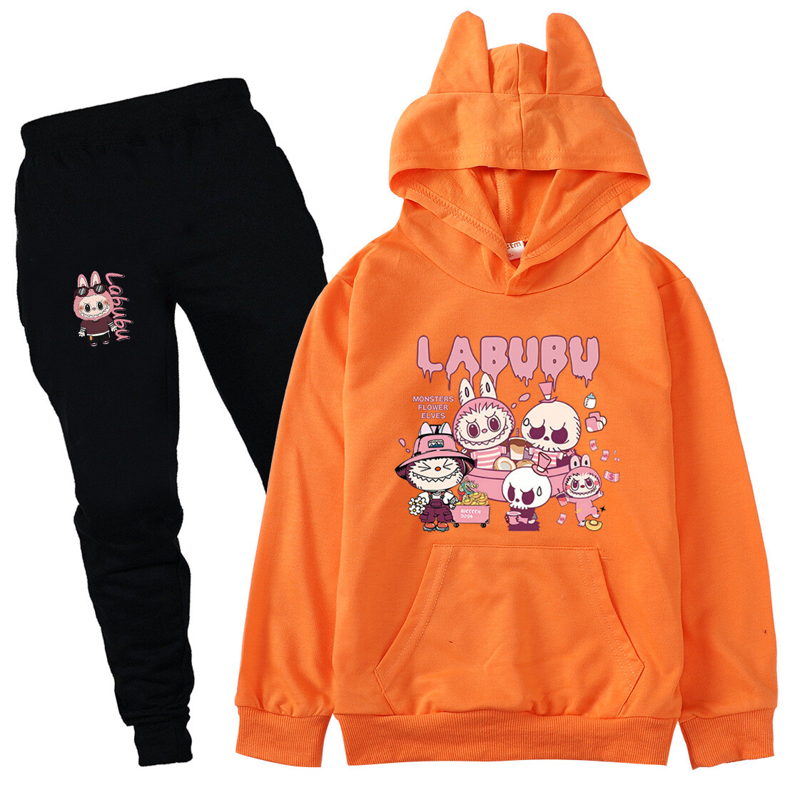 Boys Girls Labubu Tracksuit Cosplay Costume Kids Cartoon Hoodie Top+Pants Outfit - Picture 27 of 48